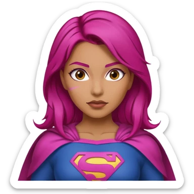 Latina superwoman with brown hair roots and fuchsia hair heroic stance sticker