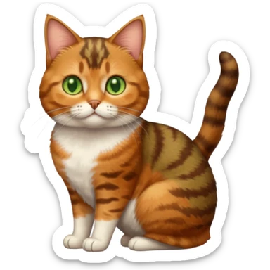 full body torbie cat with small head and short but chubby body sticker