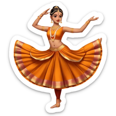 cinematic-realistic-bharatanatyam-dance-emoji,-depicted-as-an-elegant-classical-indian-dance-performance-with-graceful-poses,-intricate-costumes,-and-expressive-hand-gestures,-rendered-with-rich-textures-and-warm-dramatic-lighting, single dancer full body  sticker
