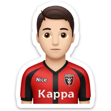Supporter de L’ogc Nice. Maillot de foot rouge et noir (bandes) logo Kappa.  sticker