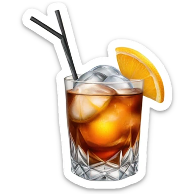 old fashioned cocktail with ice sphere sticker