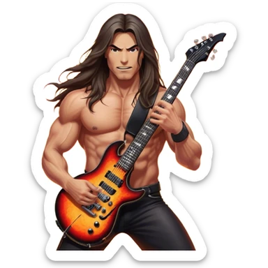 Icon for Metal Music: Manowar performing live, with powerful imagery of the band on stage, electric guitars, drums, and heavy metal energy. The background features a fiery stage and intense lights, reflecting the epic atmosphere of their concert. Transparent background. sticker