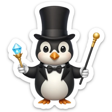 a magician penguin sticker