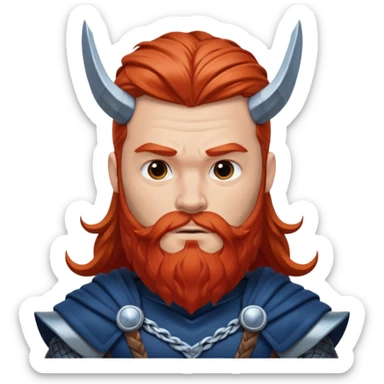 Thor, Thunder God from Norse Mythology with long red and beard, dark blue and silver outfit sticker