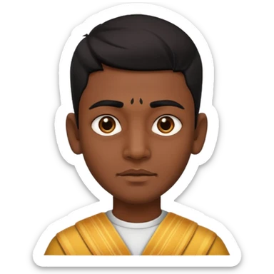 a guy thats south Indian and has a triangle face no beard because he is a kid and dark skin sticker