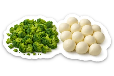 broccoletti sminuzzati accanto a mozzarelle sticker