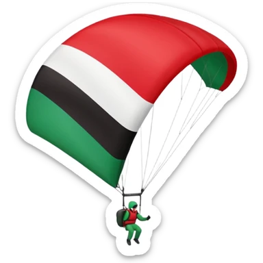 a paraglider flying a palestinian flag wing, respect scrupulously the correct shapes and colours of the palestinian flag, try again sticker