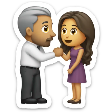 beso pareja mujer blanca pelo lacio y hombre moreno pelo crespo  sticker