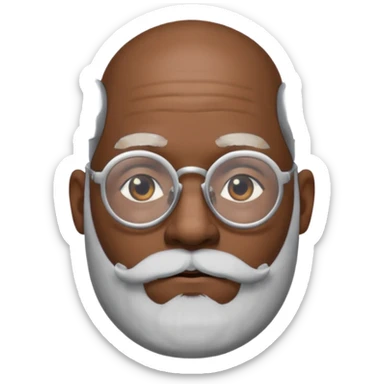 bald headed silver beard black man glasses sticker