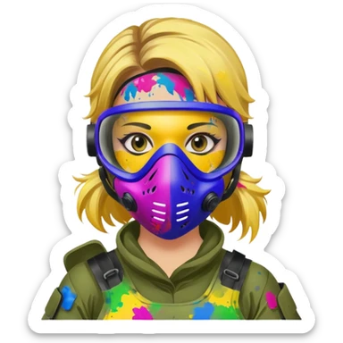 paintball player face girl sticker
