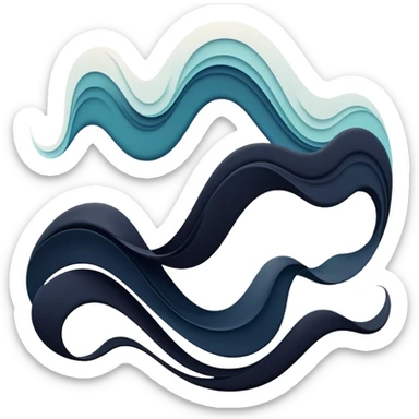 Shifting abstract forms with masculine undertone, flowing energy waves, symbolic style essence, minimal ethereal shapes sticker