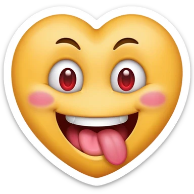 heart eyes emoji sticking its tongue out sticker
