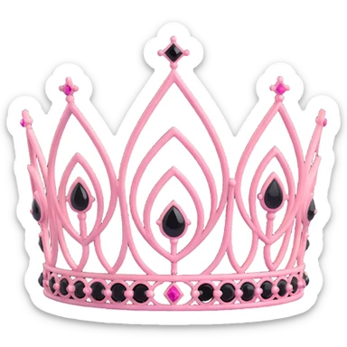 realistic 3D gothic tiara with black and pink accents, minimal and regal sticker