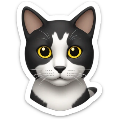 Gato de color negro, blanco con amarillo sticker