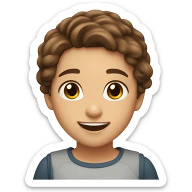 So super excited girl brown hair brown eyes pretty sticker