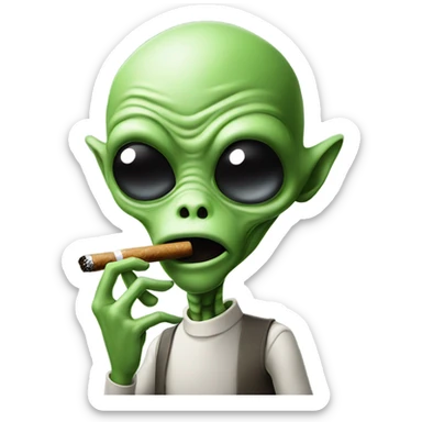 alien smoking a cigarrete sticker