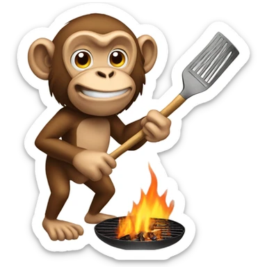 A monkey grilling  sticker