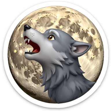 emoji of a howling wolf facing the moon, with its head tilted upward, simple cartoon style  sticker