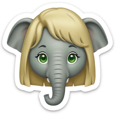 Make and elephant with a dirty blonde wig and green eyes sticker