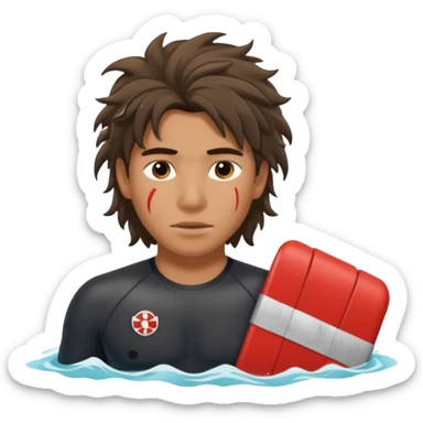 Lifeguard Native American Teenager with messy hair rescuing someone sticker