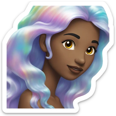 mermaid, model, magical, iridescent, mystical, shiny, holographic, highlights, scales  sticker