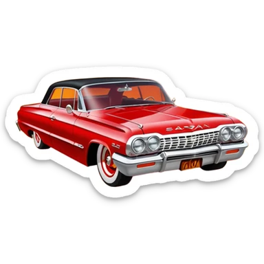 Satan’s streamlined Hot rod custom 1964 impala low rider four door carbon fiber hood   driving through hell  sticker