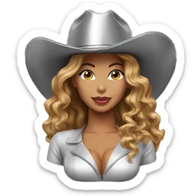 beyonce with a silver cowboy hat emoji sticker