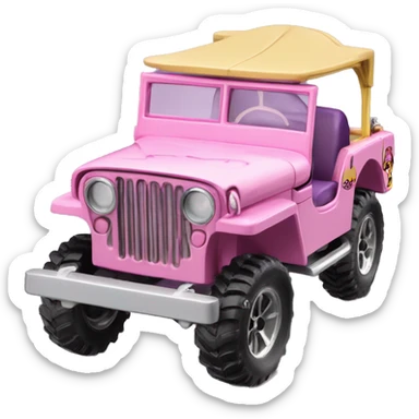Cute Evil Batgirl 1942 Willy’s light pink army jeep hot wheels real riders sticker