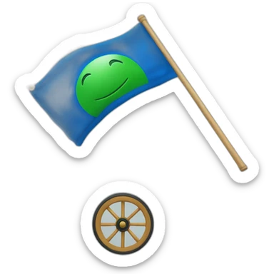 Drapeau avec du bleu en haut du vert en bas et une roue au millieu sticker