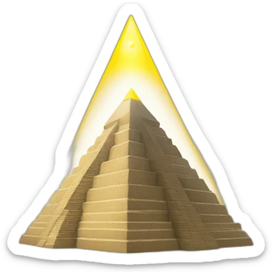 A pyramid with a yellow beacon beam sticker
