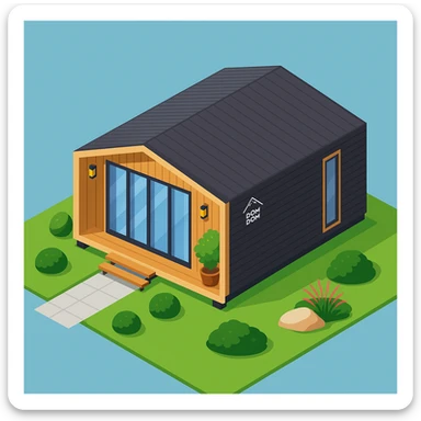 isometric illustration of the building. 3D isometric infographic design. Clean lines, bright and saturated colors, minimal unnecessary details. View from above at an angle (isometric), showing the roof, facade, and part of the surrounding area. Soft shadows, daylight lighting, no harsh contrasts. Background should be solid (blue, gray, or light tone). Add a small area around the building (roads, tiles, grass) so the building looks complete. Accurately represent the architectural features of the building (roof shape, facade, colors). Final style should be neat and polished, similar to posters or educational infographics. sticker