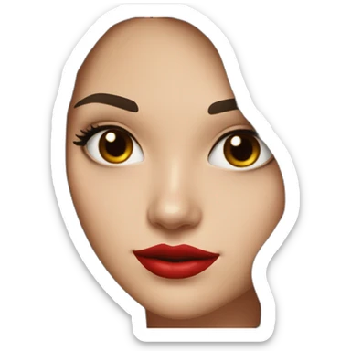 young-white-woman-with-dark-brown-eyes,-dark-long-hair,-red-lips,-big-smile,-black-dress sticker