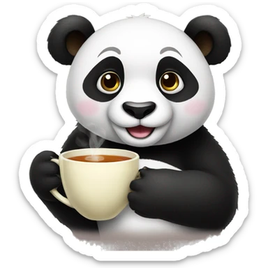 panda holding a cup of tea sticker
