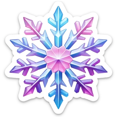 Gradient iridescent Pastel Pink violet blue white crystal star snowflake  sticker