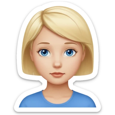 Mujer pelo rubio y muy corto ojos azules cara redonda sticker