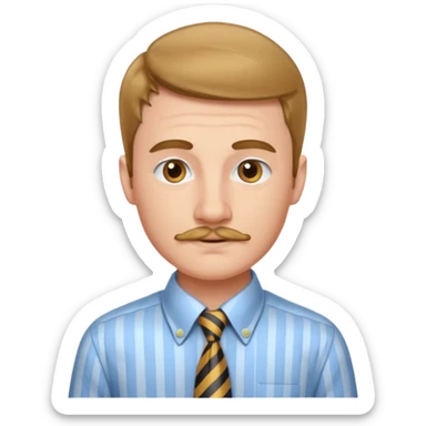 Young man with thin mustache & striped tie sticker