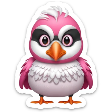 pink puffin angry steam from nose sticker