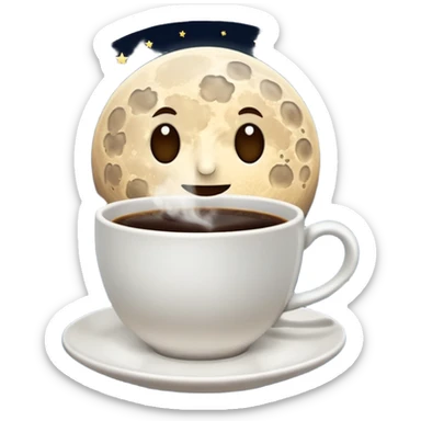 A full moon in the sky over a cup of coffee sticker