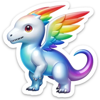 white iridescent rainbow-gradient shiny Fakémon-Digimon (full body) sticker