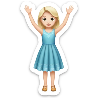 Girl with arm raised tip toeing sticker