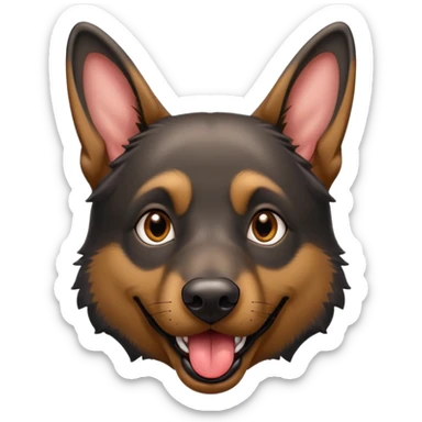 cartoon style dark German Shepherd dog with longer tongue hanging out  sticker