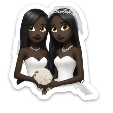 two goth girls getting married, black ball gowns, beautiful, aesthetic sticker