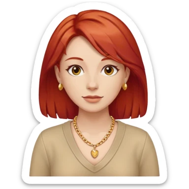 lady-in-beige-clothes-,-red-hair,-wearing-necklace sticker