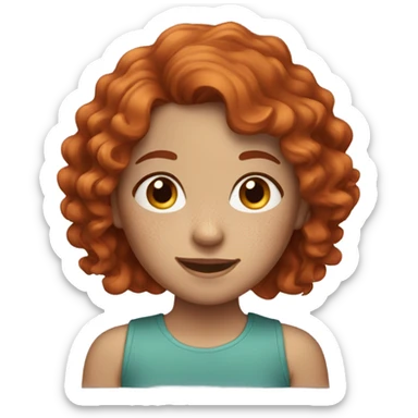 red-haired girl with wavy hair and freckles sticker
