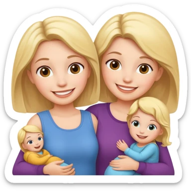 single mom with twin girls sticker