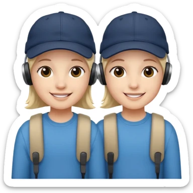 Make me a twins wearing a cap while listening to a song twin is 👯‍♀️ sticker