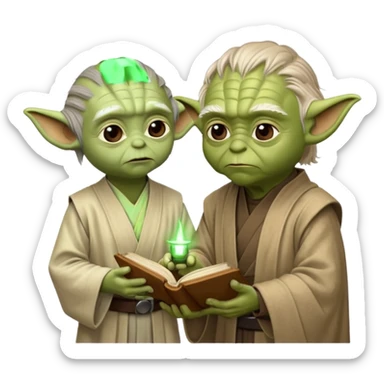 Yoda teaching Luke skywalker from "Star Wars" the movie sticker