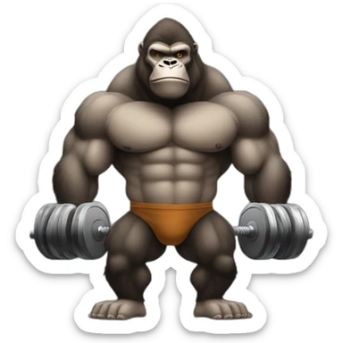 Very buff Gorilla lifting weights gym sticker