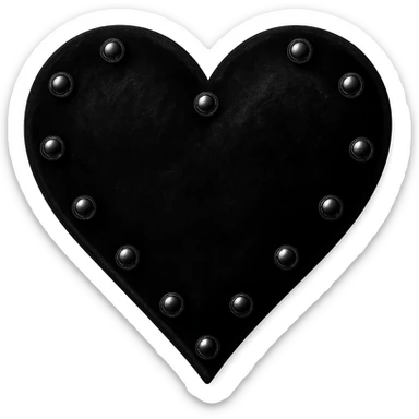 goth heart, black velvet texture, silver studs, dramatic shadows, no background sticker