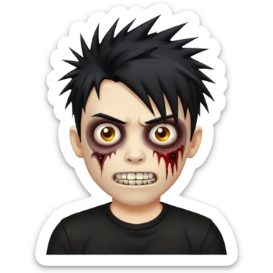 zombie emo boy with spiky hair and good grillz with a black shirt sticker